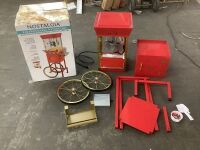 Nostalgia Vintage Professional 8 Oz Kettle Red Popcorn Machine Cart with Interior Light