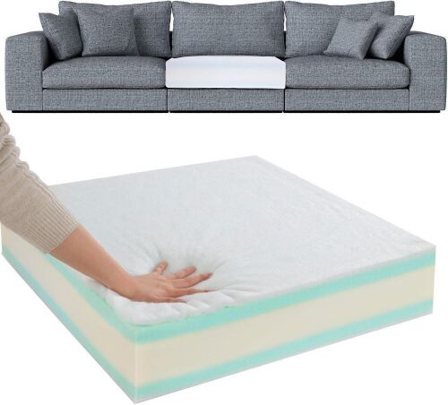 HOMBYS Memory Foam Couch Cushion Replacement, High Density Upholstery Foam Wrapped with Memory Foam & Polyester Batting, 5"x22"x22"