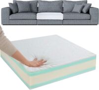 HOMBYS Memory Foam Couch Cushion Replacement, High Density Upholstery Foam Wrapped with Memory Foam & Polyester Batting, 5"x22"x22"