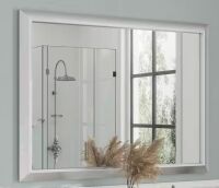 Rectangular Aluminum Alloy Framed and Tempered Glass Wall Mirror in Brushed Silver, 48 in. W x 36 in. H