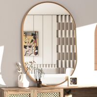 Oval Metal Framed Wall Mirror, Gold, 24"x36"