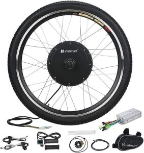 Voilamart Electric Bicycle Wheel Kit 26" Front Wheel 48V 1000W E-Bike Conversion Kit, Cycling Hub Motor with Intelligent Controller and PAS System for Road Bike