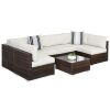 7-Piece Modular Wicker Sectional Conversation Set w/ 2 Pillows, Cover