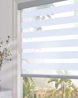 Persilux Cordless Zebra Blinds for Indoor Windows, Light Filtering Sheer Shades, with Upgraded Cassette, Dual Layers Light Control for Day and Night for Bedroom, Easy to Install (34.5" Wx64 H