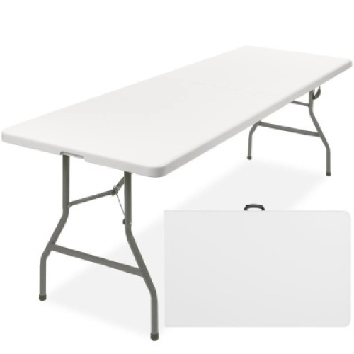 8ft Portable Folding Plastic Dining Table w/ Handle, Lock&nbsp;