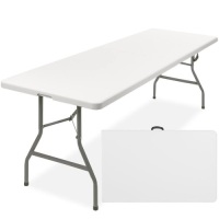 8ft Portable Folding Plastic Dining Table w/ Handle, Lock&nbsp;