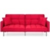 Convertible Linen Fabric Tufted Splitback Futon Couch&nbsp;w/ Pillows&nbsp;
