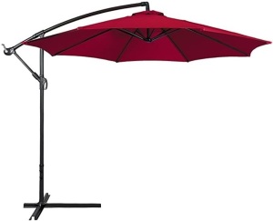 10ft Offset Hanging Market Patio Umbrella w/ Easy Tilt Adjustment, Polyester Shade, 8 Ribs