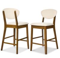 Set of 2 Modern Counter-Height Bar Stool Set W/ Upholstered Seat Cushion
