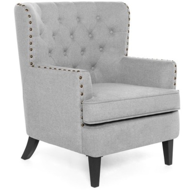 Modern Tufted Wingback Accent Chair w/ Nailhead Trim 