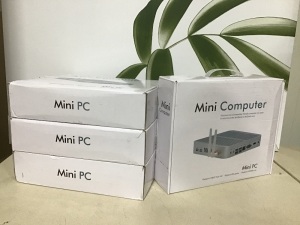 Lot of (4) Mini PCs, Non US Plugs, for Parts/Repair