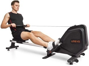 UREVO Foldable Magnetic Row Machine with Aluminum Rail, LCD Monitor, 8 Level Adjustable Resistance, 330 lb Weight Capacity 