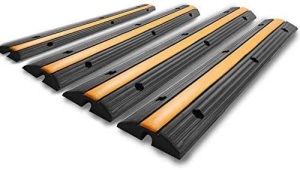 Happybuy 4 Pack of 1-Channel Rubber Cable Protector Ramps Heavy Duty 22046Lbs Load Capacity