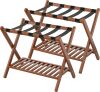 Luggage Racks Set Of 2 Suitcase Stand Foldable With Storage Shelf For Guest Room Hotel Essentials Solid Bamboo Heavy-Duty Item Holder