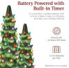 Set Of 3 Pre-Lit Ceramic Tabletop Christmas Trees - 3