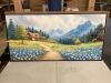 Framed Wall Art Landscape Paintings, Blue Misty Mountains Rustic Canvas Prints Farmhouse Cottage Wall Pictures - 2