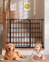 Baby Gate for Stairs, 30" Tall Dog Gates for Doorways & Hallways, Safety Gate for Kids & Pets, Pressure-Mounted Walk-Through with Dual Lock & 2-Way Swing