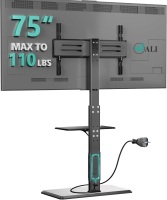 WALI Floor TV Stand with Power Outlet & AV Shelf, for 32-75 inch TV up to 110 lbs, Swivel and Height Adjustable