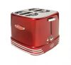 Nostalgia Retro Series 4-Slice Red Hot Dog and Bun Toaster with Crumb Tray and Mini Tongs