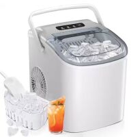 8.1 in. 27 lb./Day Bullet Countertop Portable Ice Maker in Black with 2-Ice Sizes, Ice Scoop, Self-Cleaning, 6-Min Ice