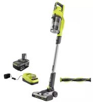 RYOBI ONE+ 18V Cordless Stick Vacuum Cleaner Kit with 4.0 Ah Battery, Charger, and Replacement Bristle Roller Bar