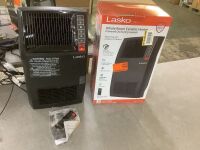 Lasko 1500-Watt 20 in. Black Electric Console Ceramic Space Heater with Tip-Over Switch, Adjustable Louvers, Timer, Remote