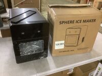 12.6 in. 22 lbs. Whiskey Ball Shaped Cocktail Ice Portable Countertop Ice Maker in Black with Auto-Cleaning - Broken Glass Front