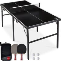 Portable Ping Pong Table Tennis Game Set w/ Paddles, Balls - 6x3ft