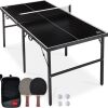 Portable Ping Pong Table Tennis Game Set w/ Paddles, Balls - 6x3ft