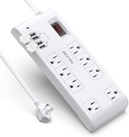 BESTEK 8-Outlet 6 Feet Extension Cord Power Strip with USB 15A 1875W Surge Protector with 5V 4.2A 4 USB Charging Port. NEW