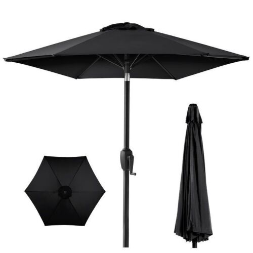 Outdoor Steel Market Patio Umbrella Decoration w/ Tilt, Crank Lift - 10ft