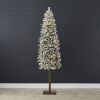 7.5' Pre-Lit Flocked Alpine Slim Pencil Christmas Tree w/ LED Lights, Stand