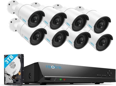 REOLINK 16CH 5MP Home Security Camera System, 8pcs Wired 5MP Outdoor PoE IP Cameras, 8MP 16CH NVR with 3TB HDD for 24-7 Recording