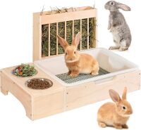 3 in 1 Extra Large Rabbit Hay Feeder with Litter Box