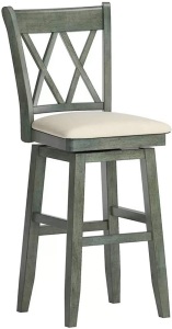 Furgle 26" Solid Wood Upholstered Counter Height Swivel Bar Stool