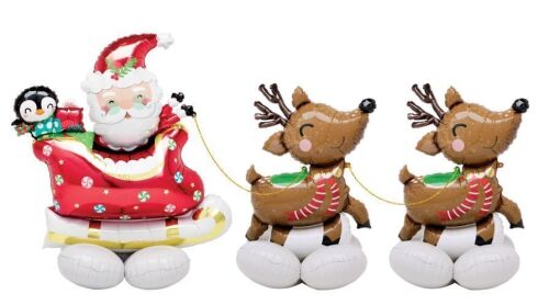 Case of (6) AirLoonz Santa and Reindeer Balloon Kit, 3 pc