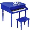 Kids Mini Wooden Grand Piano w/ Lid, Bench, Music Rack, Song Book, Stickers