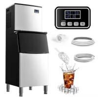 23 in. 400 lb. / 24H Full Size Cubes Freestanding Commercial Ice Maker in Silver, Stainless Steel, Clean Cycle