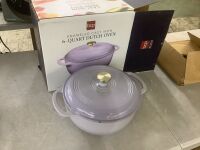 Cast-Iron Dutch Oven Kitchen Cookware w/ Enamel, Handles - 6qt - Chip in Enamel on Lid