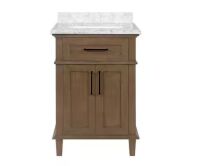Home Decorators Collection Sonoma 24 in. Single Sink Almond Latte Bath Vanity with Carrara Marble Top
