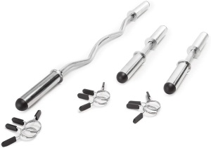 Marcy Olympic Hollow Bar Kit Chrome Curl Bar Dumbbell Handles and Spring Collars ODC-21 