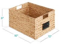 Water Hyacinth Pantry Baskets w/ Chalkboard, Marker, 1pc - 16in