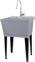 Laundry Sink Utility Tub With High Arc Stainless Steel Pull Down Faucet