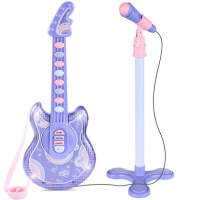 Kids Pretend Play Guitar Musical Instrument Toy w/ Microphone, Stand - 19in
