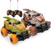 Set of 2 1/43 Scale 27MHz Dinosaur RC Remote Control Car Toys w/ 9mph Max Speed, 2 Controllers