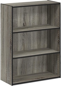 Furinno Pasir 3-Tier Open Shelf Bookcase, French Oak Grey 