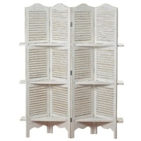 Stockbridge 4 Panel&nbsp;Room Divider with 3 Shelves and Louvered Shutters, 6'&nbsp;