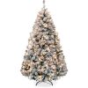 Lot of (4) 7.5' Pre-Lit Snow Flocked Artificial Pine Christmas Tree w/ Warm White Lights - 2