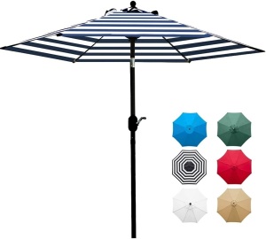 Sunnyglade 7.5' Patio Umbrella Outdoor Table Market Umbrella with Push Button Tilt/Crank, 6 Ribs 