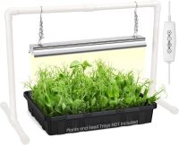 SOLIGT 2FT LED Full Spectrum Seedling Grow Lights with 4 Brightness & 8/12/18H On Timer, Adjustable Height Stand